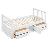 Azkoeesy Cama infantil de 90 x 200 cm con 4 cajones y armario, somier de...