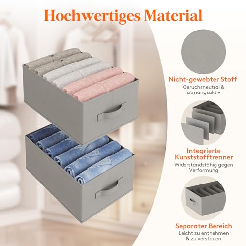 Lifewit Schrank Aufbewahrungsbox Kleidung, Jeans Ordner für Kleiderschrank mit Trennplatte, 6 Fächer, Faltbare Schrank Sortierbox 42 x 27 x 17cm für Hosen, T-Shirts, Pullover, Leggings, 6er Set