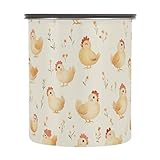 Wudan Recipientes de almacenamiento de acero inoxidable con diseño de pollo, color beige, con 1 botón de apertura, hermético, 500 ml