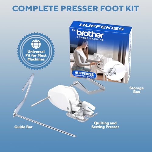 Image of Walking Presser Foot with Quilt Guide for Low Shank | Fits Low Shank Models, For Brother Singer Janome Kenmore, Ideal for Leather Thick Fabric & Multi-Layer Crafts