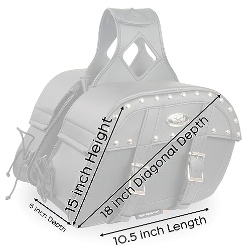 Image of Milwaukee Leather Studded Throw-Over Motorcycle Saddlebags - Synthetic Leather - Universal Fit - Zip-Off - Medium