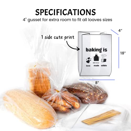 Reusable Plastic Bread Bags for Homemade Bread - 150 Pack Clear Bread Bag with Ties For An Airtight Moisture-free Preservation and Storage- Bread Loaf Bags for Home Bakers and Bakery Owners