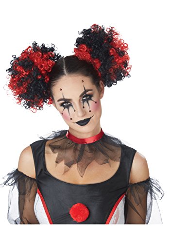 Image of California Costumes, Clown Puffs Hair Clips Red and Black