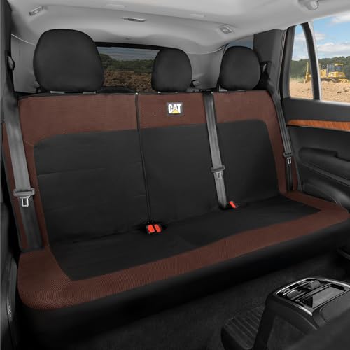 Image of CAT MeshFlex Brown Rear Seat Cover for Cars, SUVs & Mid-Size Pickup Trucks - Durable 60 /40 Split Rear Bench Seat Protector, Back Seat Cover, Interior Auto Accessory, Not for Full-Size Pickup Trucks