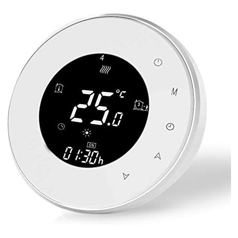 Smart Thermostat Compatible with Alexa Google Home-WiFi Programmable Thermostat for Electric Heating,Wireless Room Temperature Controller,WiFi Remote Control Underfloor Heating Thermostats 16A Cover