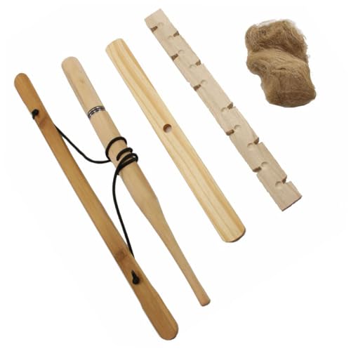 KICHOUSE Camping Fire Equipment Portable Drill Fire Starter Natural Wood Material Smooth Surface Comfortable Grip Great for Survival