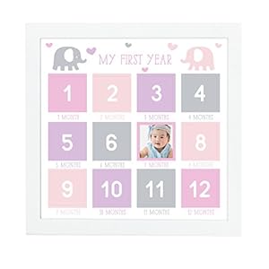 Tiny Ideas First Year Keepsake Photo Frame, First Year by Month, Baby Shower, Newborn Baby Registry Must Haves, Chalk…