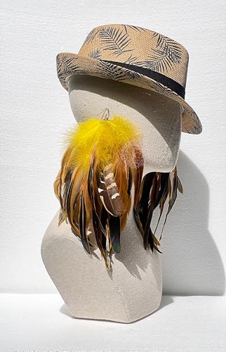 Boho Yellow Feather Earrings for Women – Long Lightweight Statement Dangle Earrings for Festival, Gifts & Summer Style – FASHMOROUS4