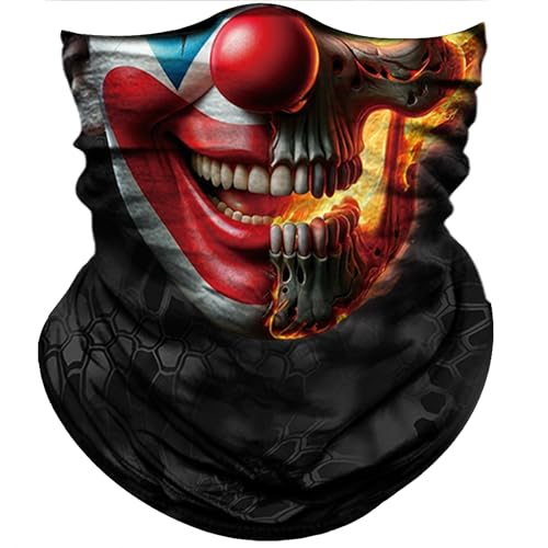 Calentador De Cuello Payaso con Nariz Roja Y Cara Sonriente De Fuego Cuello Pañuelo Elegante Pasamontañas Elástico Sombreros para Correr Senderismo Hombre