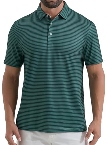 Polos para hombre transpirables para golf, de manga corta y corte ajustado, con estampado miniatura 1