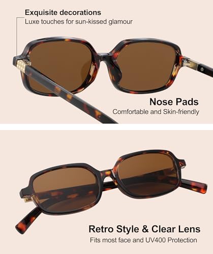 JOOX Retro Rectangular Sunglasses for Women Trendy Small Sun Glasses 90s Vintage Shades UV400 Protection3