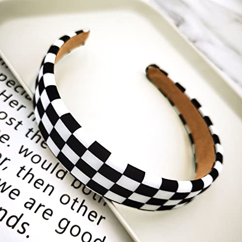 Yallnasl Buffalo Plaid Check Headband For Women Black And White thumb #3