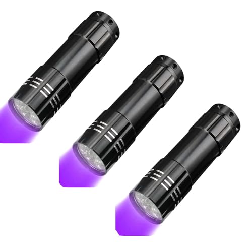 POCKETMAN Portable UV Flashlight 395-400nm Black Light Flashlights Ultraviolet Zoomable Torch Pet Urine Stains Fluorescent Agent Detector (3 Pack)