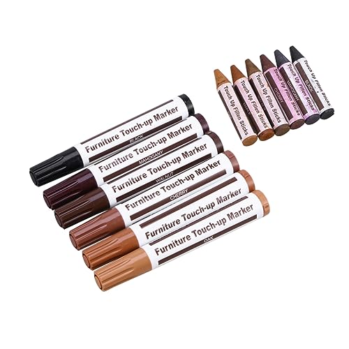 Beatifufu Furniture Repair Kit Wooden Touch Up Paint Pens Crayons Fast Drying for Concealing Scratches Blemishes Worn Edges Furniture