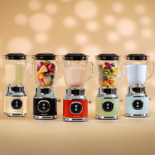 Cecotec RetroTwist Blue Blender, 800 W maximaal vermogen, pulse-functie, 4-lemmetmes met zwarte titanium coating en kan met 1 l, vintage design in blauw - Afbeelding 5