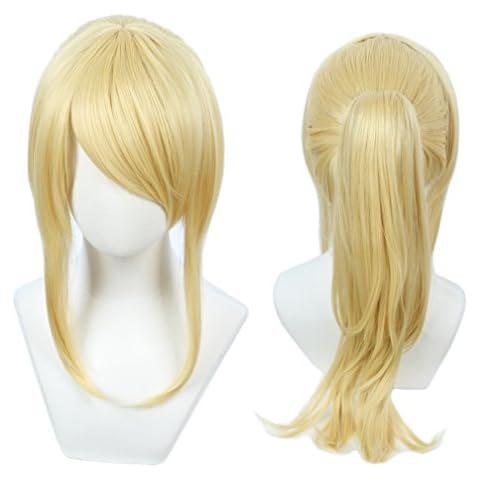 Linfairy Womens Blonde Cosplay Wig with Ponytail Cover