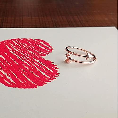 Hithop Silver and Rose Gold Open Adjustable Love Arrow Ring for Girls (Rose Gold)