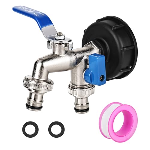1/2 Leakproof Brass IBC Tank Fittings IBC Tank Adapter IBC Tank Valve Tap Tank IBC Tap for S60X6 Water Storage Tank & Garden Hose Connector IBC Adapter Replace Valve Fitting Parts (Blue)