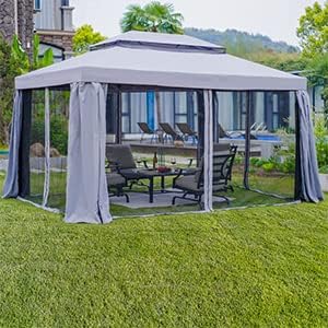 Miniatura 8 de Grand Patio Toldo de repuesto para cenador de 10 x 13 pies, toldo de poliéster PA de doble nivel, resistente al agua, anti-UV, parasol con malla
