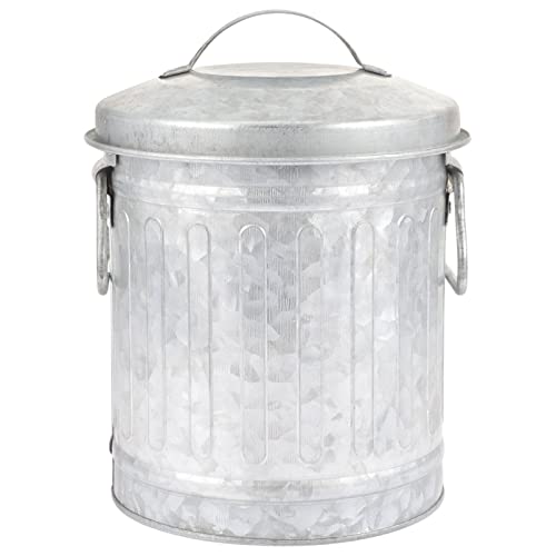 Zerodeko Ash Bucket with Lid Galvanized Iron Metal Fireplace Charcoal