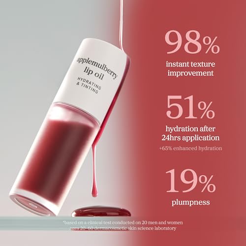 Image of NOONI Korean Lip Oil - Applemulberry | Long-Lasting, Moisturizing, Plumping, Revitalizing for Dry Lips, Waterproof, No Peel Off, Korean Tint, Hydrating Lip Stain, Nourishing Crystal Clear, 0.12 FL Oz