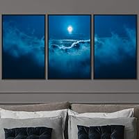 3 Piece Framed Canvas Wall Art Lunar Canvas Prints Home Artwork Decoration for Living Room,Bedroom - 16