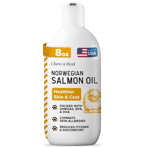 Salmon Oil for Dogs - Premium Fish Oil for Skin and Coat Health - Omega 3 Supplement - Supports Itchy Skin - 8 oz Liquid - Norwegian Dog Salmon Oil - Essential Dog Supplement