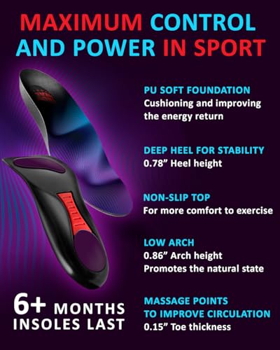 Image of CRUVHEAL Sport Running Insoles Men - Shock Absorbing Athletic Inserts, S