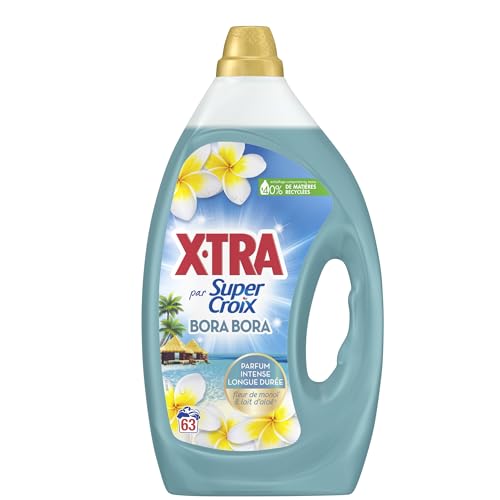 XTRA par Super Croix, Bora Bora, Lessive Liquide, Lessive Parfumee, Parfum Fleur de Monoi & Lait d'Aloe, Efficace des 20°C, Proprete & Evasion a Chaque...