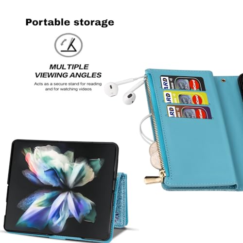 Housse Galaxy Z Fold 5 en cuir pailleté rose de qualité supérieure