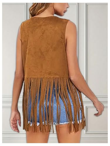 Verdusa Women's Tassel Sleeveless Western Vest Fringe 70s Hippie Jacket Cardigan2