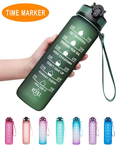 Venture Pal 32oz Motivational Fitness Sports Water Bottle with Time Marker & Straw
