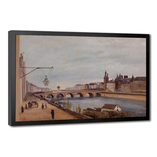 Impression sur toile Vue du pont au change Camille Corot - Décoration murale cadre 40x60