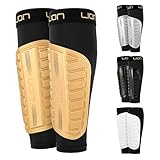 Espinilleras estilo manga de fútbol, comodidad y protección flexibles, para niños y adultos, color dorado (adultos pequeños)