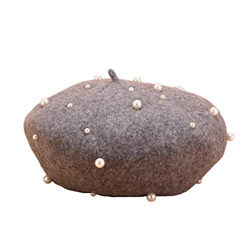 ZSCLLCQ Damenkappe Winter Warmes Barett Klassischer Retro-Baser-Autumn-Künstler-Hut-Frauen-Accessoires-Hut-Vater-Sohn/Marbled Grey/M Cover