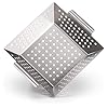 Blumtal grillmand van 100% roestvrij staal – bbq mand perfect voor gegrilde groenten, vis en zeevruchten, grillplaat geschikt voor alle soorten grillen, 21 x 21 x 6 cm (medium)