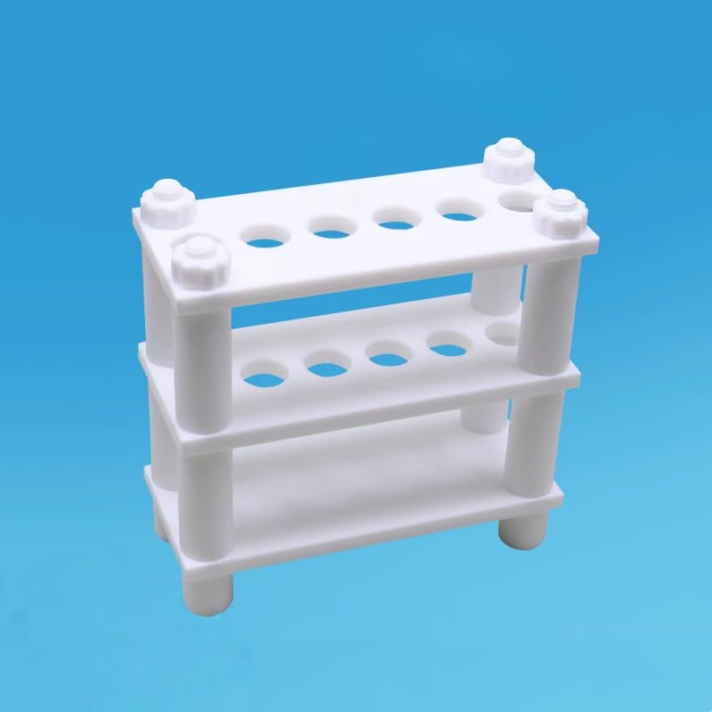 PTFE-Reagenzglasgestell, abnehmbarer Zentrifugenröhrchenhalter | Antihaftbeschichtet, gratfrei; hitzechemikalienbeständig, bis zu 250 °C, for den Laborgebrauch(6 Wells Hole Dia.15mm)