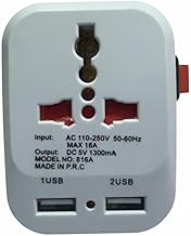 SBF Plastic Spice 3-Pin Universal Travel 1Adaptor (White) Set of 1 (White)
