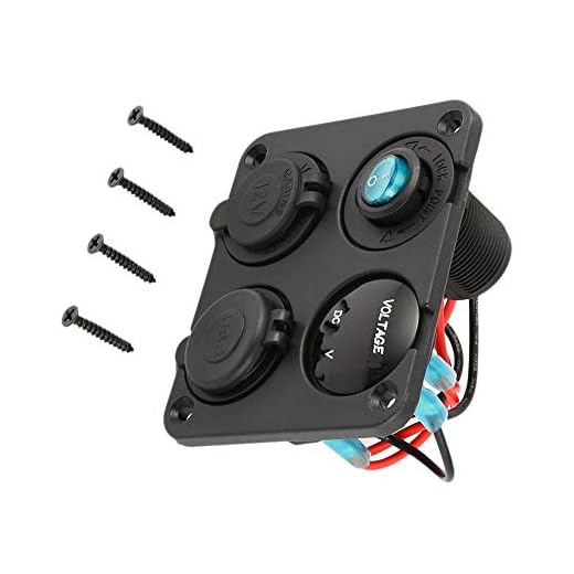 Fltaheroo 4-i-1 dubbla USB-portar laddare, LED-voltmeter, 12 V eluttag och strömbrytare för bil, båt och RV LED switchpanel blå