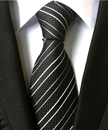 Image of Elfeves Men's Modern Striped Patterned Formal Ties College Daily Woven Neckties