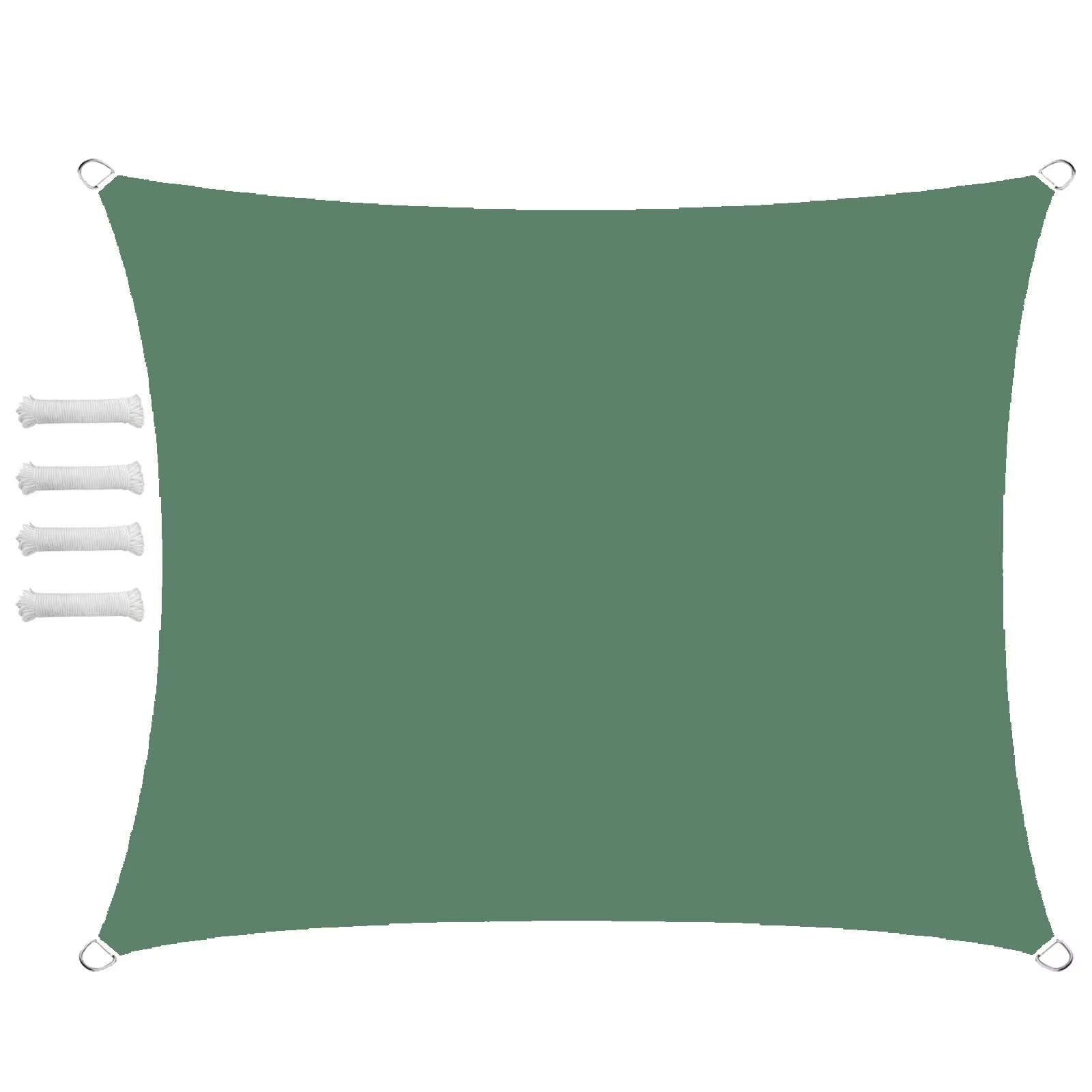 Toldo impermeable rectangular de 3 x 6 m, para balcón, protección solar, 95 % de protección UV, protección contra el viento, para balcón, jardín, con ojales y cuerdas de fijación, color verde oscuro