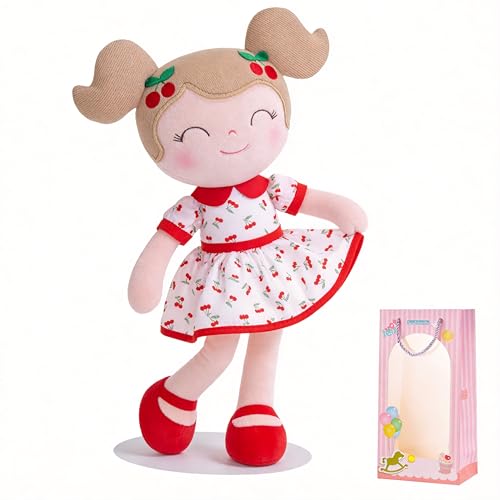 Image of Gloveleya Baby Doll Girl Gifts Plush Toys Soft Dolls Baby Gifts Cherry Girl Red 15 Inches with Gift Box New