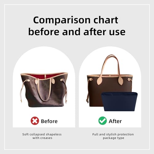 Image of DGAZ Purse Organizer Insert Fits Neverfullbag BB /PM /MM /GM,Silk Bag Organizer,Luxury Handbag & Tote Shaper(Blue nuit,PM)