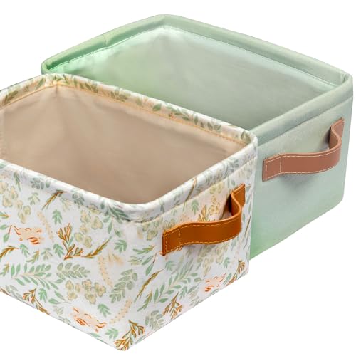 Fabric Storage Bins Cute for Nursery 8"x5.2"x10" - Collapsible Woodland
