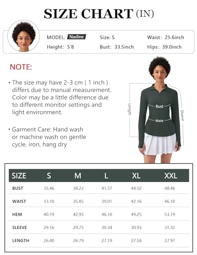 LOMON Camisas femininas de manga comprida proteção solar 1/4 zíper verão secagem rápida camisetas de