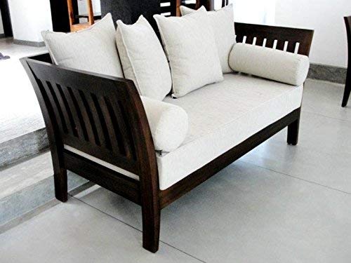 Image of Sheesham Solid Wood Curved Walnut Finish 5-Seater Sofa Set for Living Room