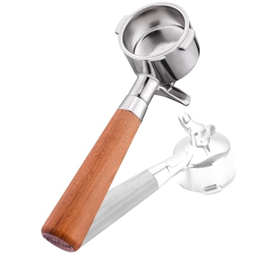 51mm 2 Ear Portafilter for DeLonghi EC260/EC155/ECP3420/BCO430- Stainless Steel Handle with Precision Basket and Siam Rosewood Grip