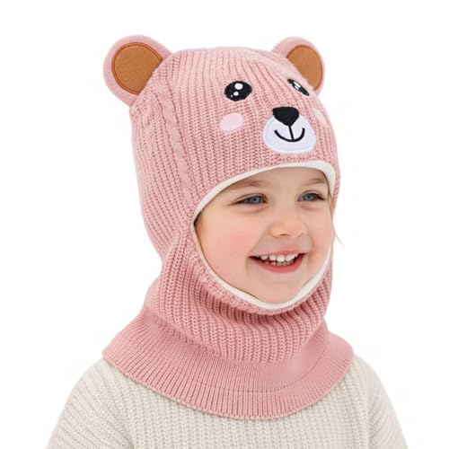 AYPOW Baby Kinder Schlupfmütze Mädchen Jungen, Warm Wintermütze mit Thermo Fleece Gefütterte Earflap Multifunktions Winddichte Schalmütze Beanie Mütze Kapuze Loop Schals Kleinkinder