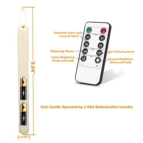 3D Black Wick Led Battery Operated Flameless Taper Candles Light With Remote Timer, Electric Fake Window Candle Flickering Like Real Wax, Flameless Ivory Candle Stick For Christmas/Home/Wedding #TOP4