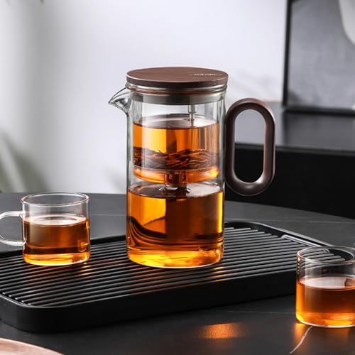 Olla de té de cristal con imán y elegante mango de madera de alta resistencia 4